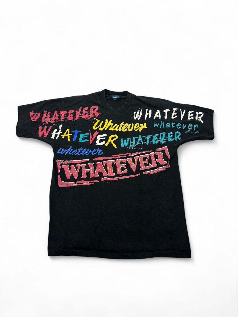 VTG 90s single stitch living in attitudes whatever big print tee black XL mens
